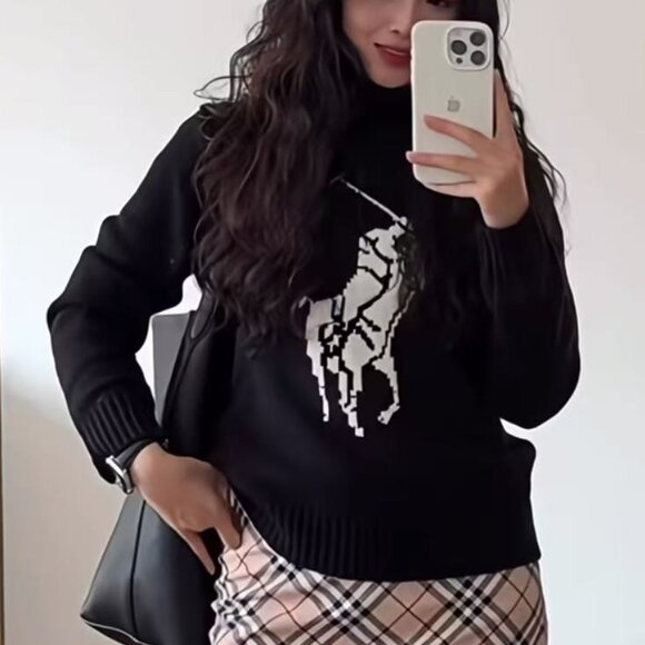 Polo Ralph Lauren Classic cashmere turtleneck Black women's sweater - Picture 1 of 10